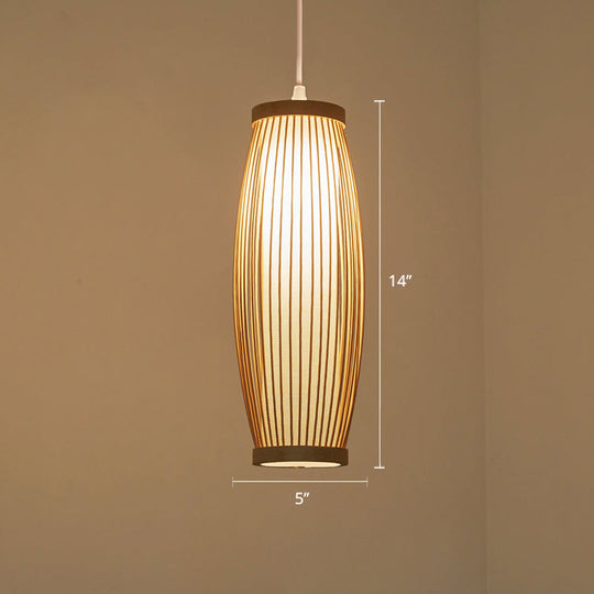 Bamboo Ceiling Pendant Light - Modern Wood Hanging Fixture For Restaurants