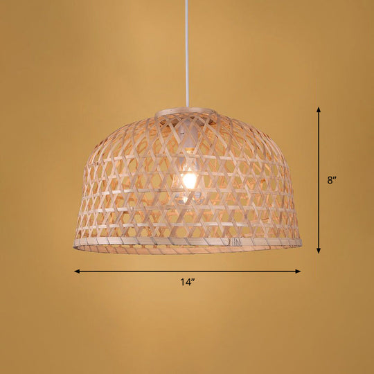 Simplicity 1-Light Bamboo Suspension Pendant: Handcrafted Wood Lighting Fixture For Restaurants