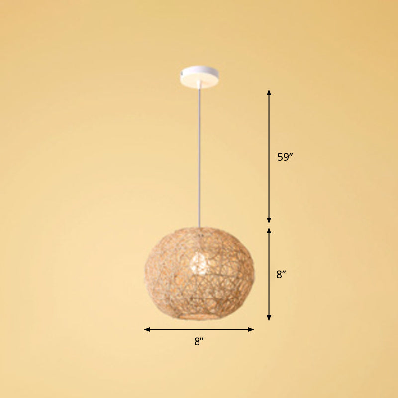 Simplicity 1-Light Bamboo Suspension Pendant: Handcrafted Wood Lighting Fixture For Restaurants