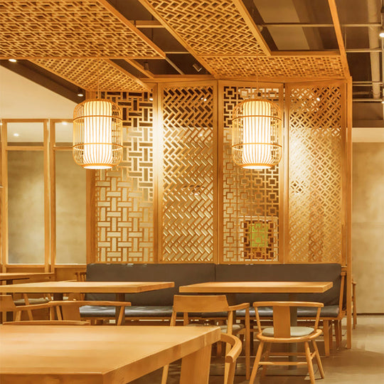 Bamboo Birdcage Pendant Light - Minimalist Design For Restaurants And Ceilings