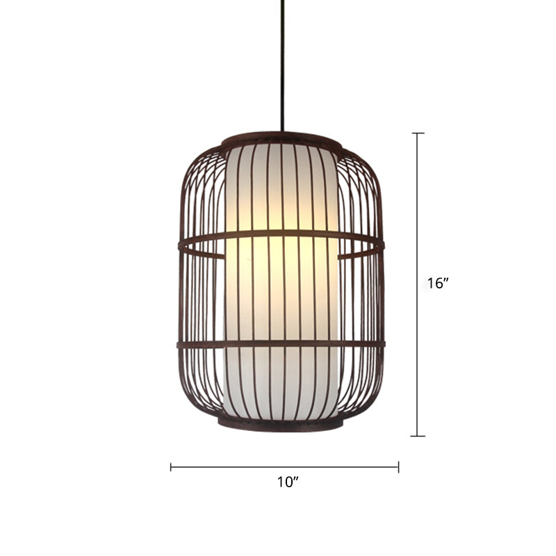 Modern Bamboo Pendant Light In Coffee - Single Hanging Ceiling For Restaurants / D