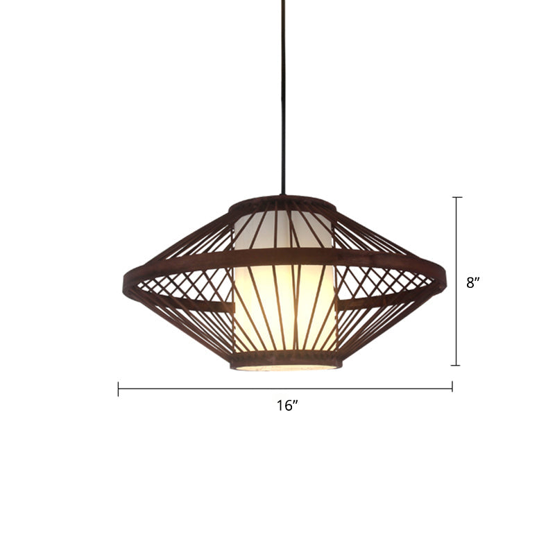 Modern Bamboo Pendant Light In Coffee - Single Hanging Ceiling For Restaurants