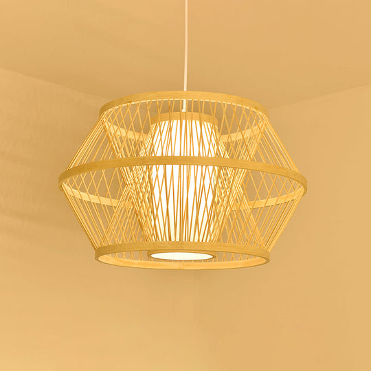 Contemporary Bamboo Pendant Light - Handmade Single-Bulb Wood Fixture