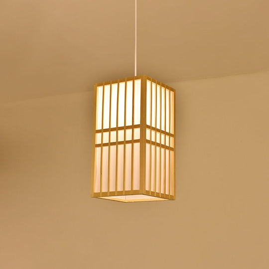 Contemporary Bamboo Pendant Light - Handmade Single-Bulb Wood Fixture / H