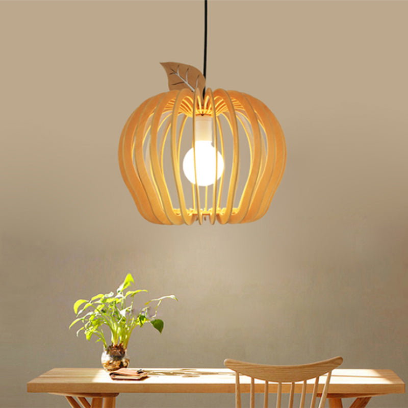 Simplicity Wood 1-Light Restaurant Pendant Light Fixture With Shaded Suspension