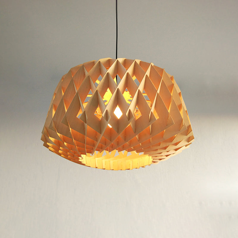 Simplicity Wood 1-Light Restaurant Pendant Light Fixture With Shaded Suspension