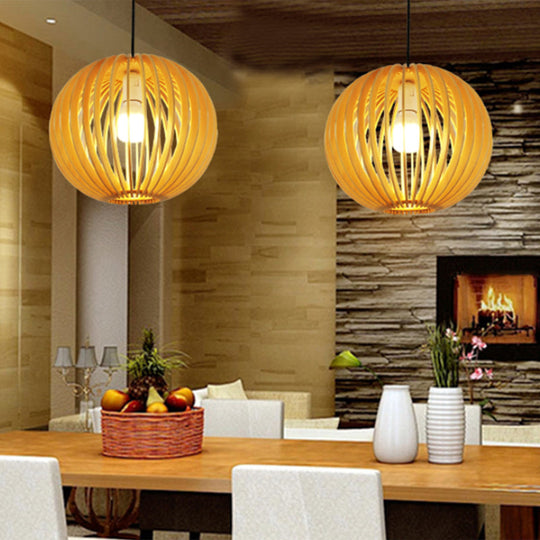 Simplicity Wood 1-Light Restaurant Pendant Light Fixture With Shaded Suspension