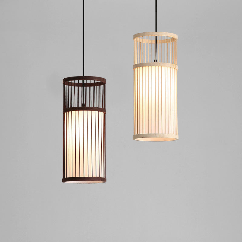 Bamboo Cylinder Suspension Pendant Light - Minimalist Restaurant Ceiling Fixture