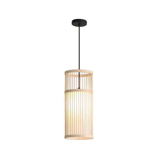 Bamboo Cylinder Suspension Pendant Light - Minimalist Restaurant Ceiling Fixture