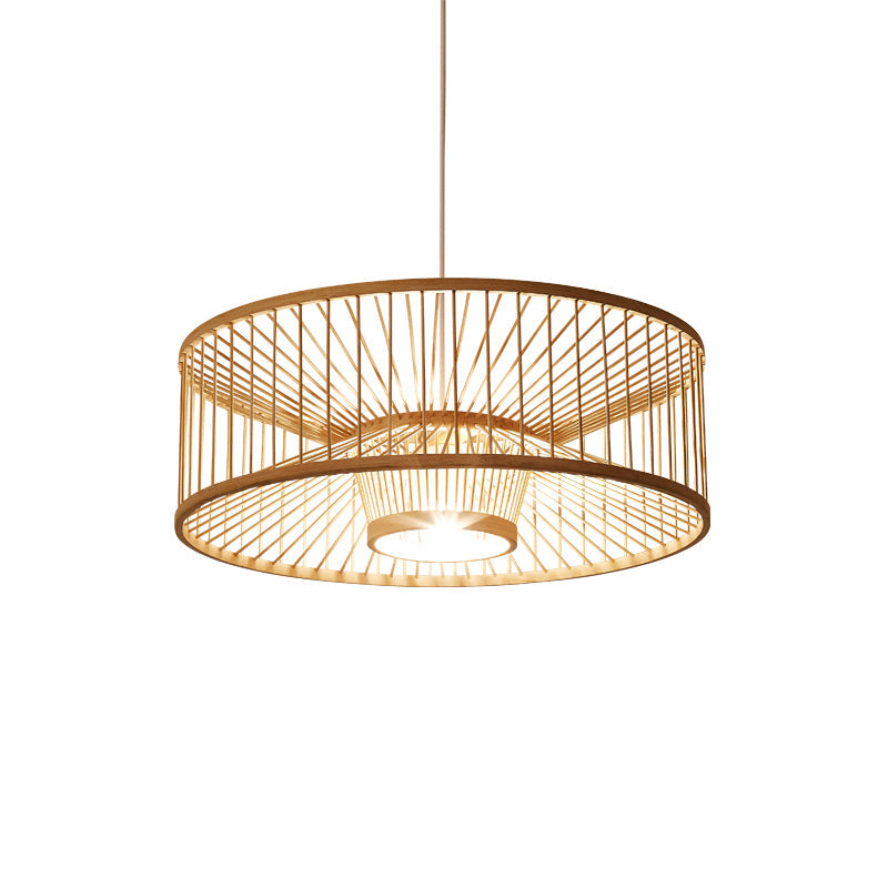 Bamboo Pendant Light: Stylish Single-Bulb Wood Suspension Fixture