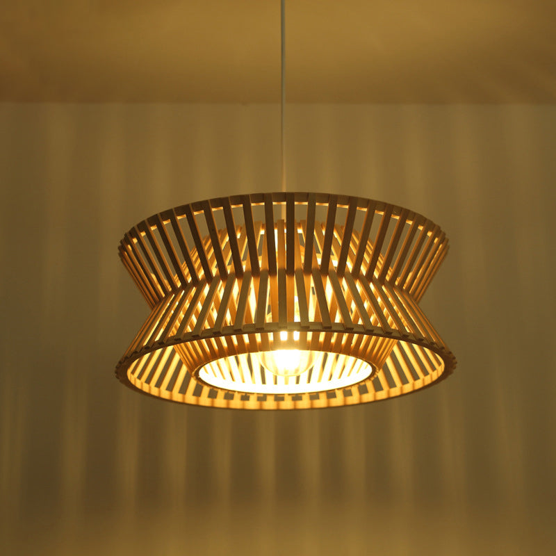 Sleek Bamboo Pendant Light With Hourglass Suspension For Minimalistic Ceiling Lighting