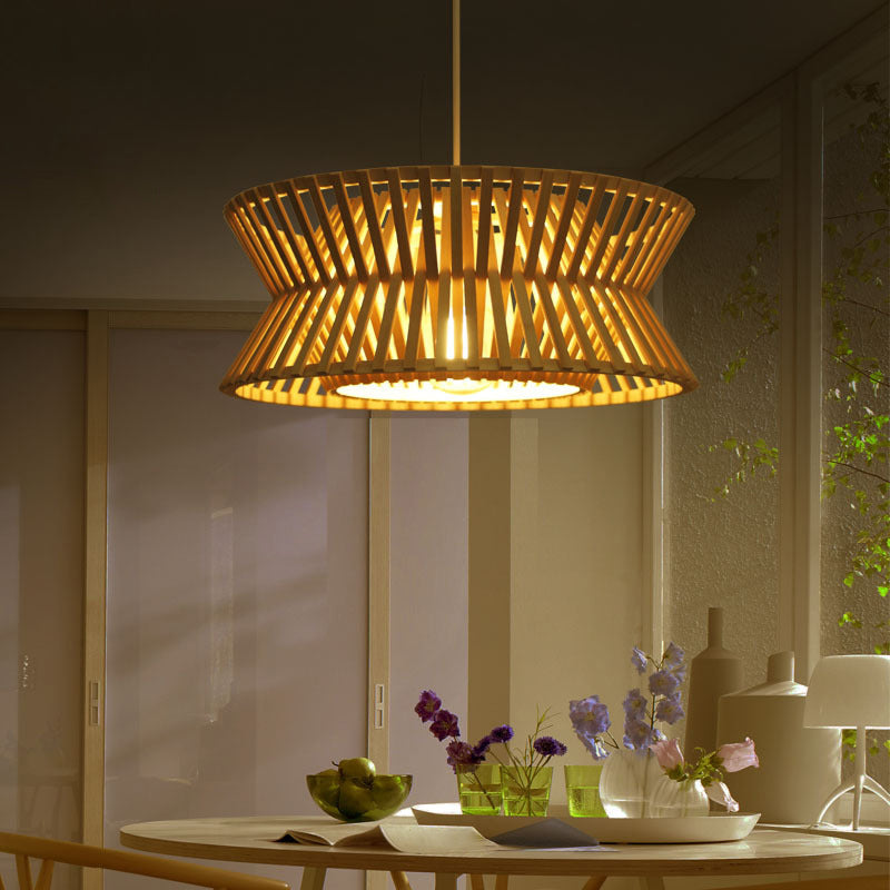 Sleek Bamboo Pendant Light With Hourglass Suspension For Minimalistic Ceiling Lighting