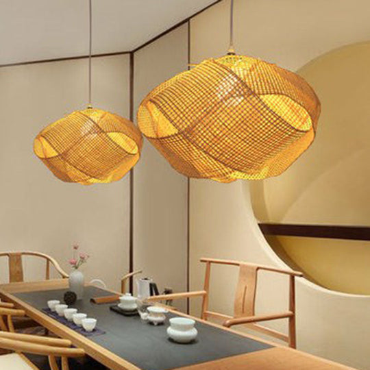 Simplicity Bamboo Spiral Pendant Light Fixture For Tea Room - Wood Design