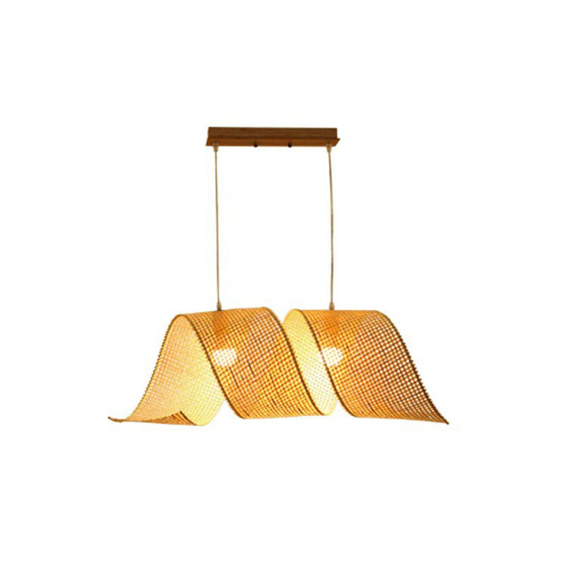 Simplicity Bamboo Spiral Pendant Light Fixture For Tea Room - Wood Design