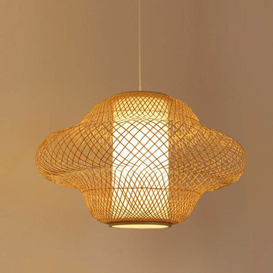 Modern Asian Handwoven Bamboo Pendant Light For Restaurant Ceiling