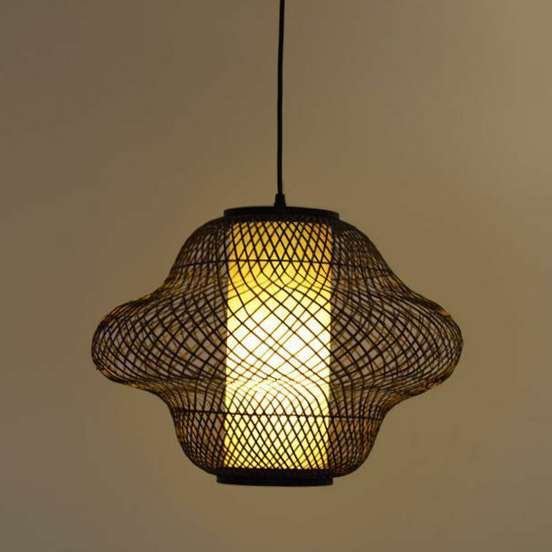 Modern Asian Handwoven Bamboo Pendant Light For Restaurant Ceiling