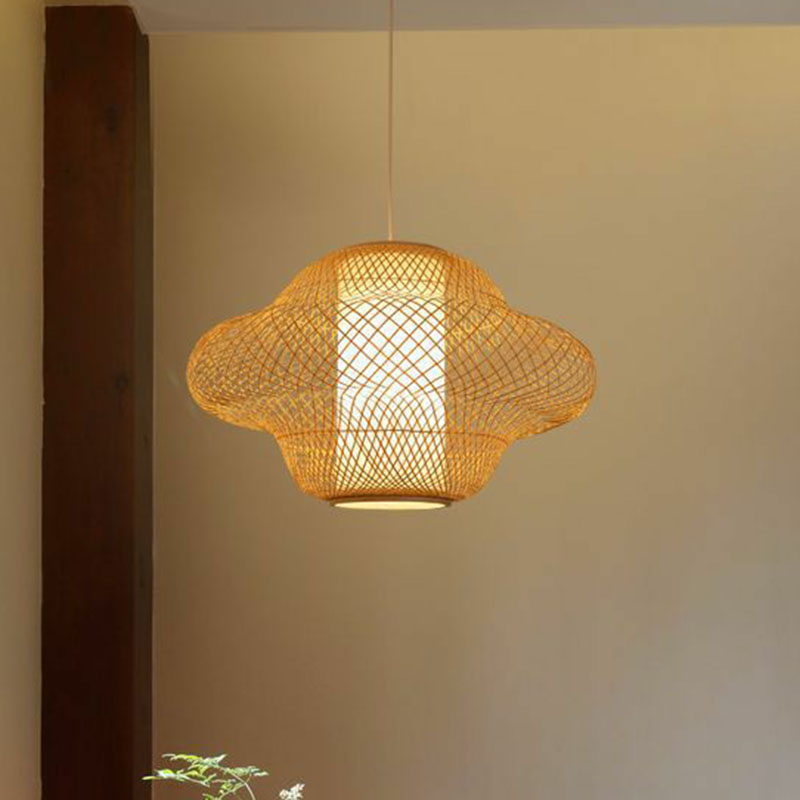 Modern Asian Handwoven Bamboo Pendant Light For Restaurant Ceiling