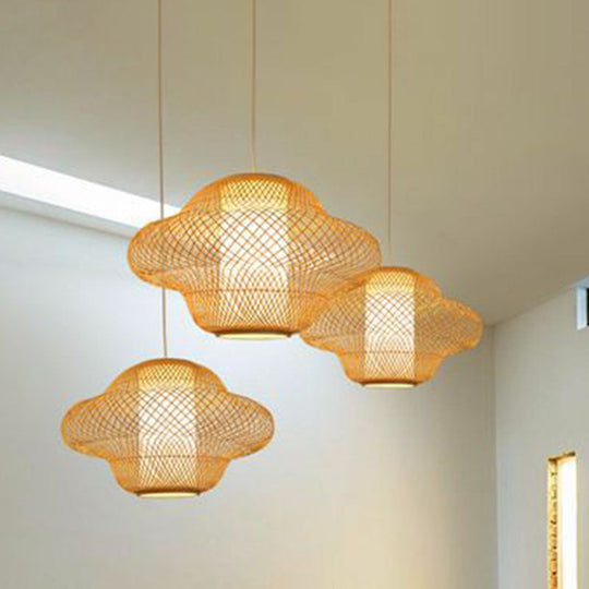 Modern Asian Handwoven Bamboo Pendant Light For Restaurant Ceiling