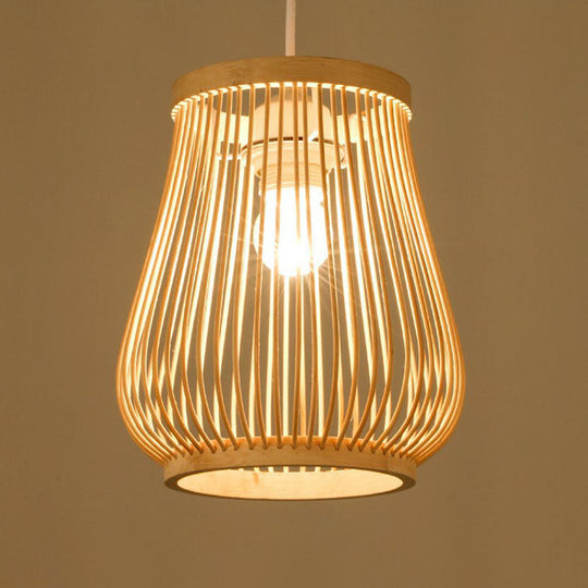 Handmade Bamboo Pendant Light - Modern Single Style For Restaurant Ceiling