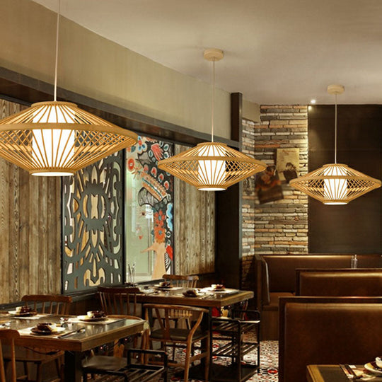 Handmade Bamboo Pendant Light - Modern Single Style For Restaurant Ceiling