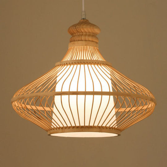 Handmade Bamboo Pendant Light - Modern Single Style For Restaurant Ceiling