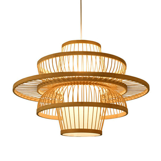 Handmade Bamboo Pendant Light - Modern Single Style For Restaurant Ceiling