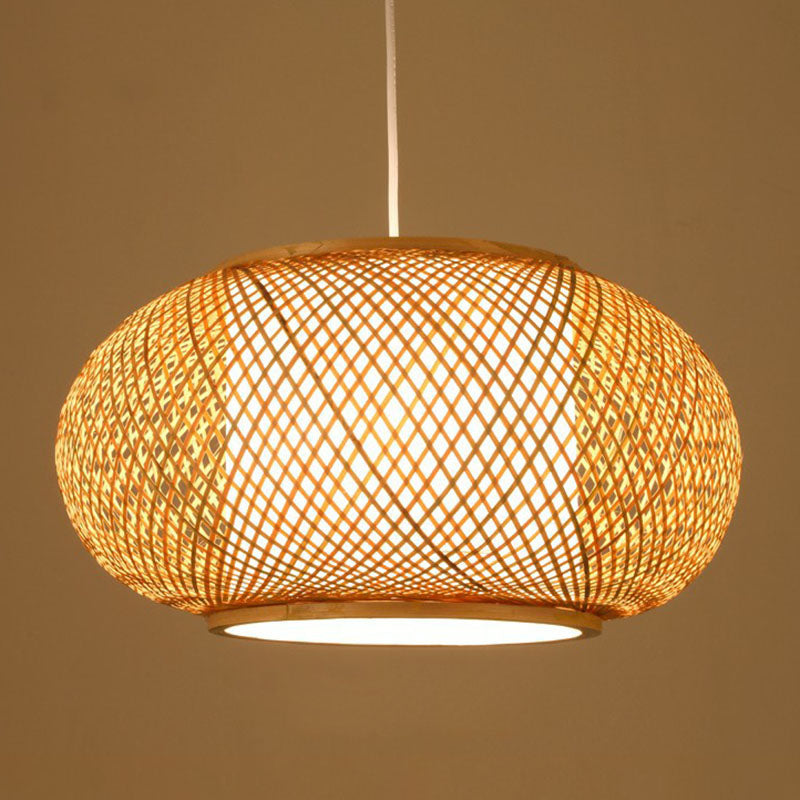 Handmade Bamboo Pendant Light - Modern Single Style For Restaurant Ceiling