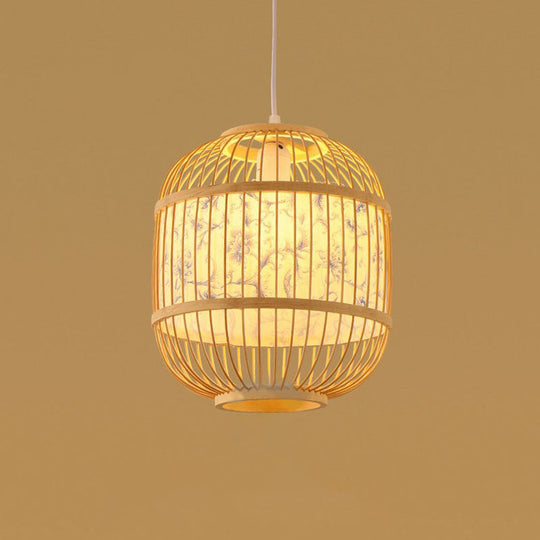 Handmade Bamboo Pendant Light - Modern Single Style For Restaurant Ceiling