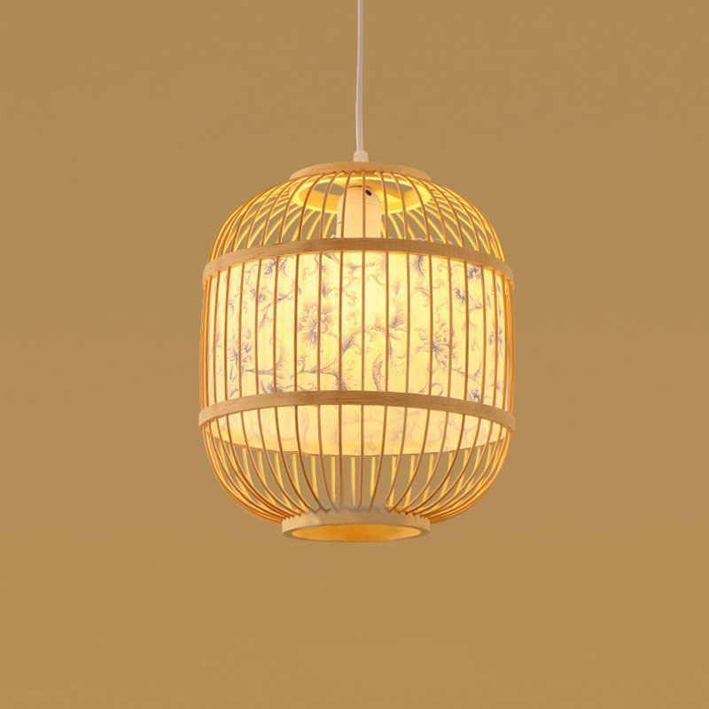 Handmade Bamboo Pendant Light - Modern Single Style For Restaurant Ceiling Wood / P