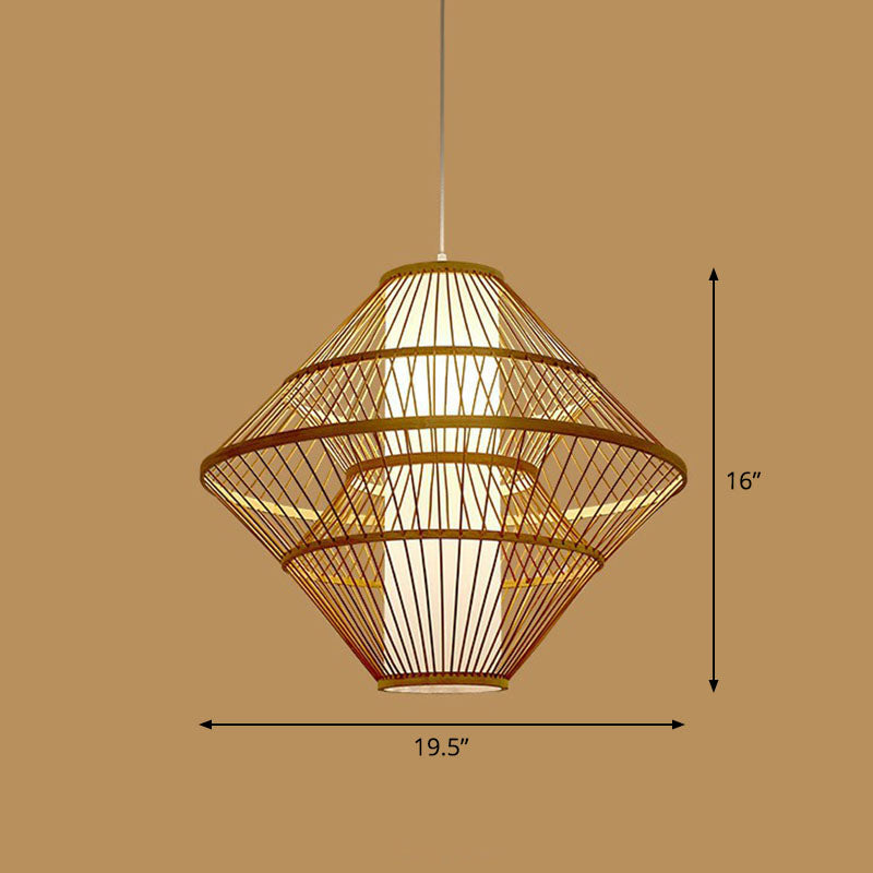 Handmade Bamboo Pendant Light - Modern Single Style For Restaurant Ceiling