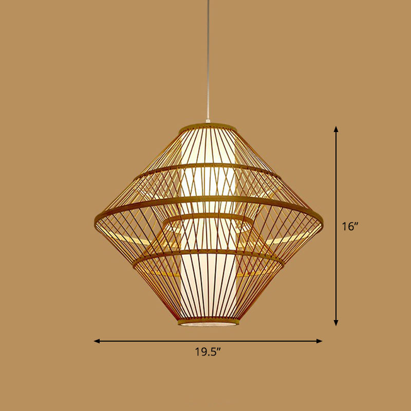 Handmade Bamboo Pendant Light - Modern Single Style For Restaurant Ceiling Wood / L