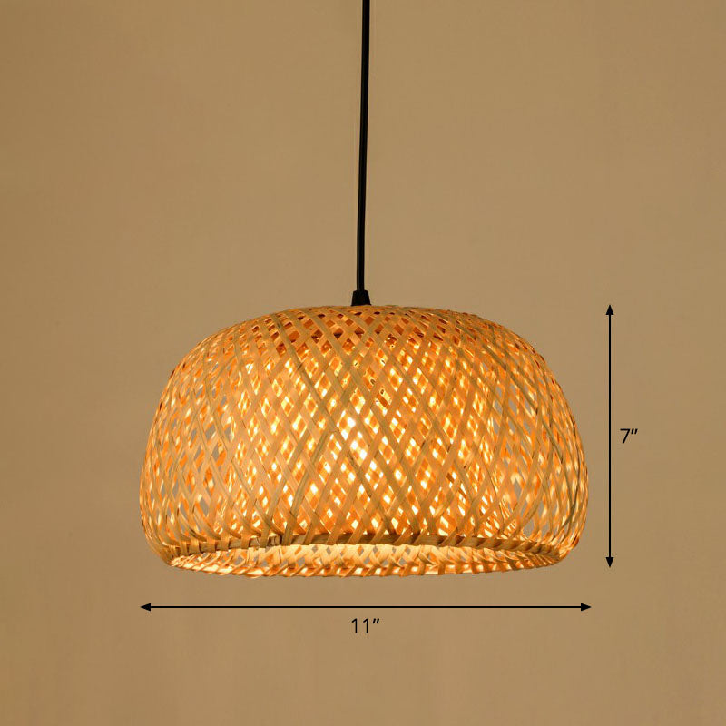 Handmade Bamboo Pendant Light - Modern Single Style For Restaurant Ceiling