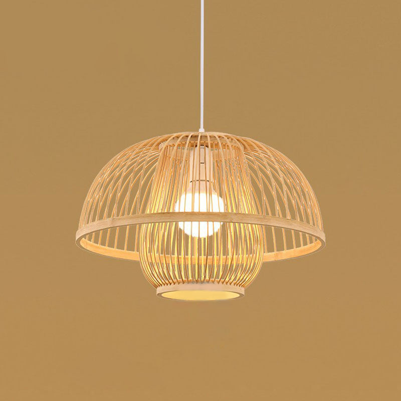 Handmade Bamboo Pendant Light - Modern Single Style For Restaurant Ceiling