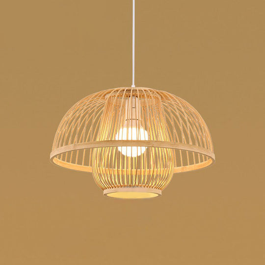 Handmade Bamboo Pendant Light - Modern Single Style For Restaurant Ceiling