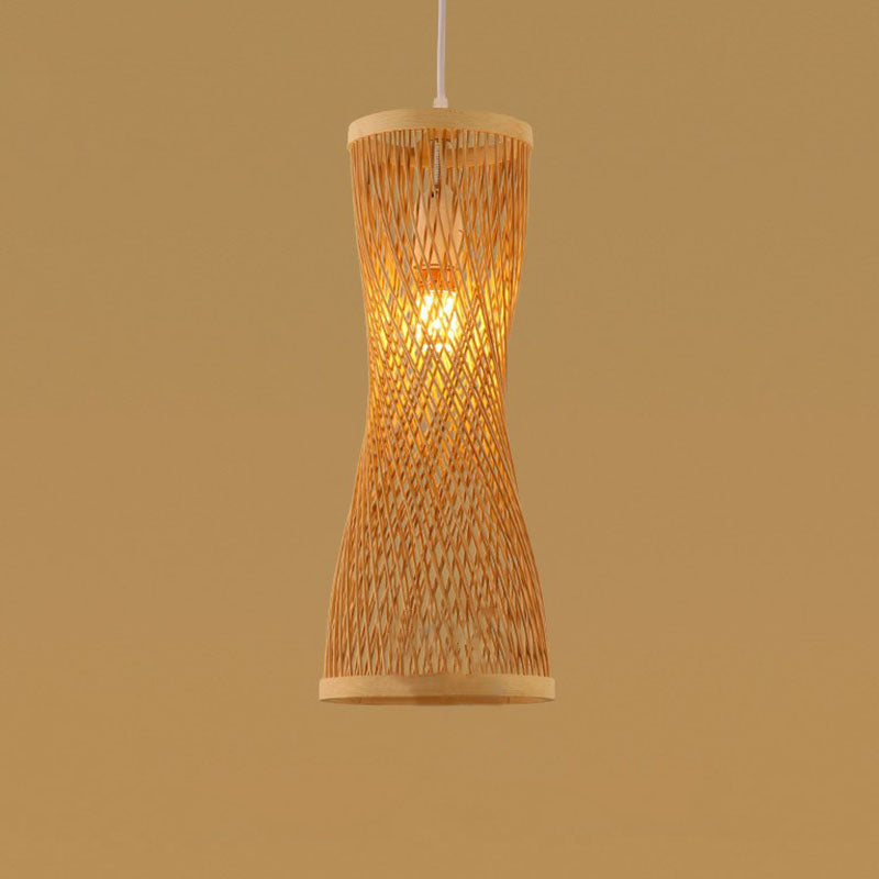 Handmade Bamboo Pendant Light - Modern Single Style For Restaurant Ceiling