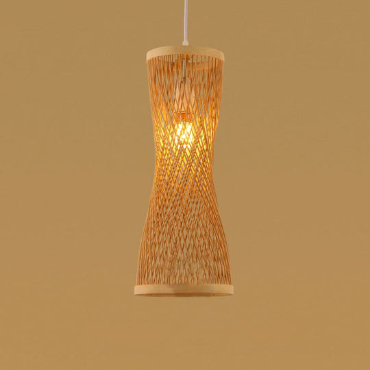 Handmade Bamboo Pendant Light - Modern Single Style For Restaurant Ceiling