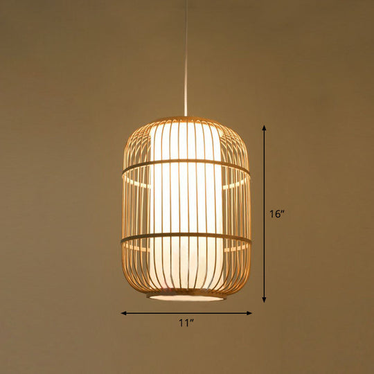 Handmade Bamboo Pendant Light - Modern Single Style For Restaurant Ceiling Wood / N