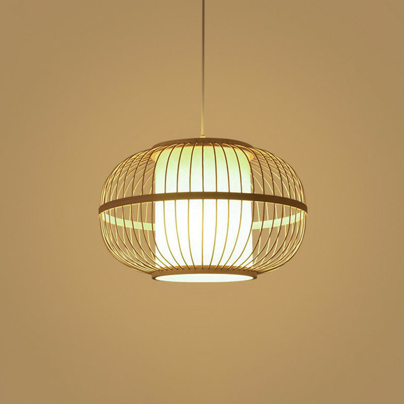 Handmade Bamboo Pendant Light - Modern Single Style For Restaurant Ceiling