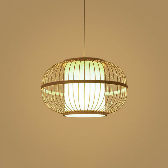 Handmade Bamboo Pendant Light - Modern Single Style For Restaurant Ceiling