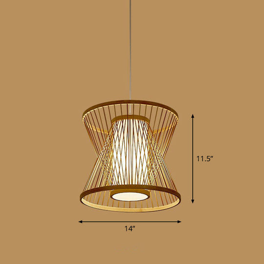 Handmade Bamboo Pendant Light - Modern Single Style For Restaurant Ceiling