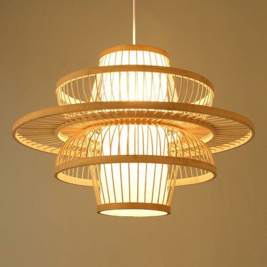 Handmade Bamboo Pendant Light - Modern Single Style For Restaurant Ceiling