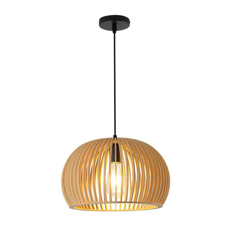 Japanese Wood Single-Bulb Pendant Ceiling Light - Stylish Shade & Ideal For Restaurants