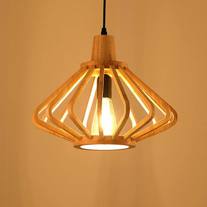 Japanese Wood Single-Bulb Pendant Ceiling Light - Stylish Shade & Ideal For Restaurants