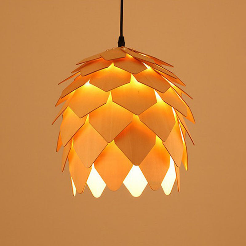 Japanese Wood Single-Bulb Pendant Ceiling Light - Stylish Shade & Ideal For Restaurants