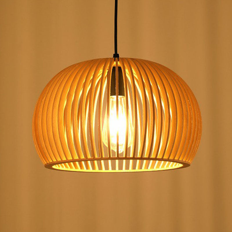 Japanese Wood Single-Bulb Pendant Ceiling Light - Stylish Shade & Ideal For Restaurants