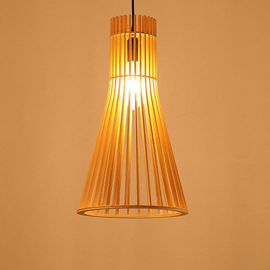 Japanese Wood Single-Bulb Pendant Ceiling Light - Stylish Shade & Ideal For Restaurants