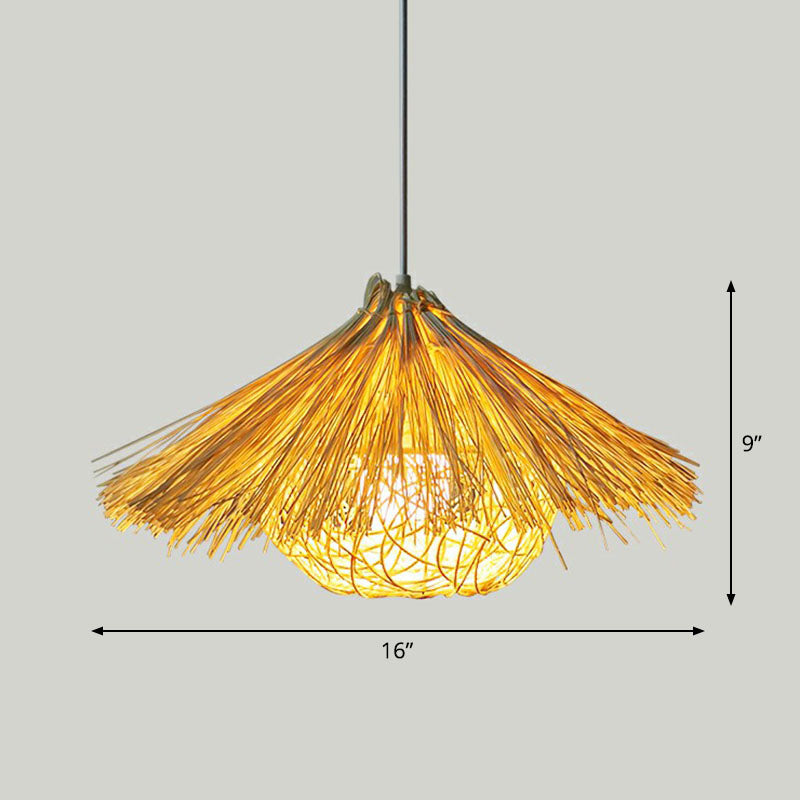 Contemporary Bamboo Pendant Light: Single-Bulb Wood Suspension Fixture