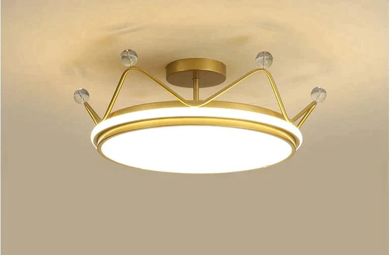 Nordic Golden Crown Bedroom Ceiling Lamp