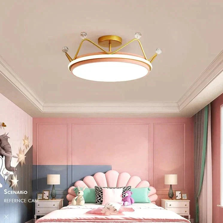 Nordic Golden Crown Bedroom Ceiling Lamp