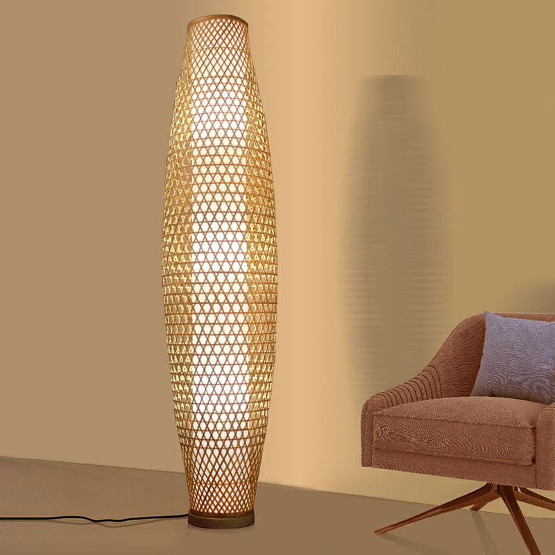 Asia Bamboo Floor Lamp With 3 Wood Heads For The Living Room / Small A